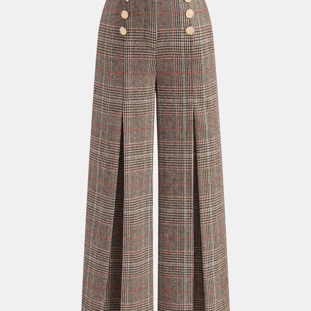 Commense Checkered Wide-Leg Pants - Brown and Black
